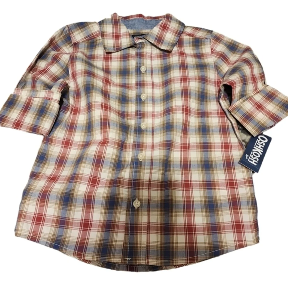 Oshkosh plaid button up boys‎
